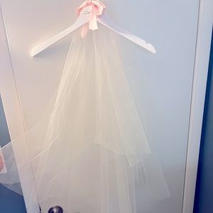 Fingertip length veil with hair comb